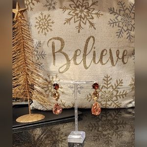Jeweled drop earrings for pierced ears